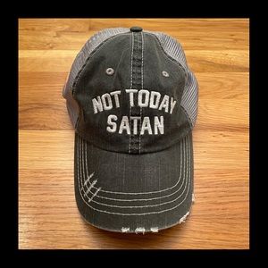 Not Today Satan Distressed Faded Christian Baseball Cap Hat